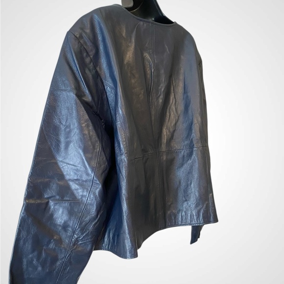 Jessica London | Women’s Jessica London Navy Blue Leather Jacket NWT Plus Size - Picture 5 of 9
